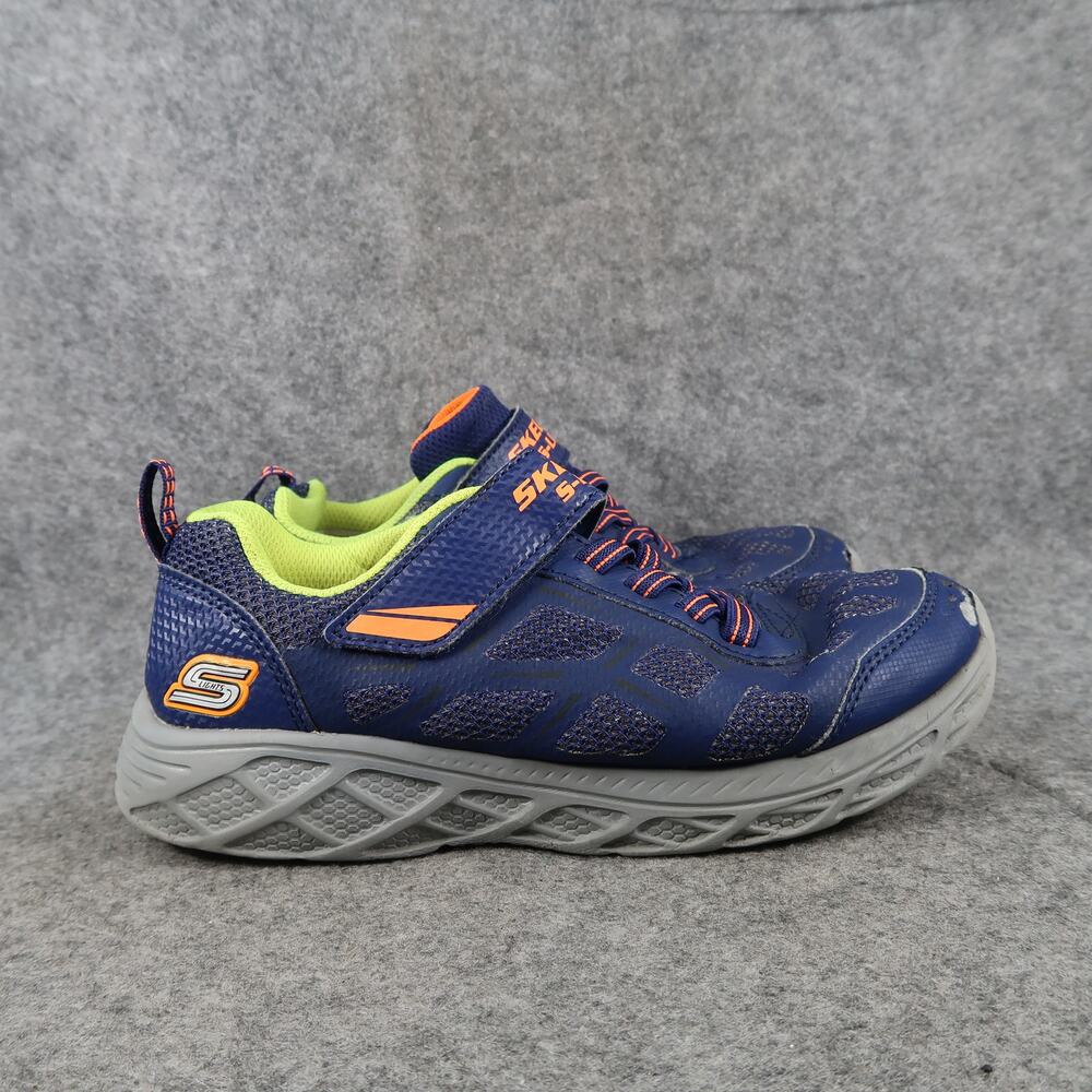 Skechers Shoes Kids 3 Athletic Trainers Easy On Adjustable Strap Sneakers Blue